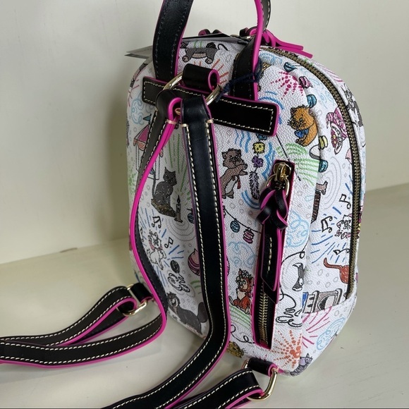 New! Disney Dooney & Bourke Disney "Sketch Cats" Small Backpack Colorful Print - Picture 6 of 8